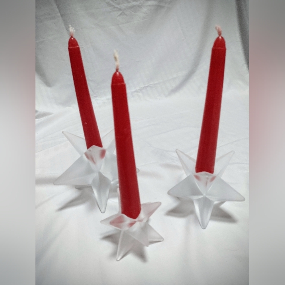 Brand New Christmas Star Candeholders Set of Three Celebrations Crystal Clear
